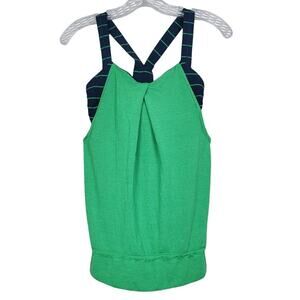 Lululemon Rest Less Tank Top Women 2 Heather Green Blue Stripe Bra Athleticwear